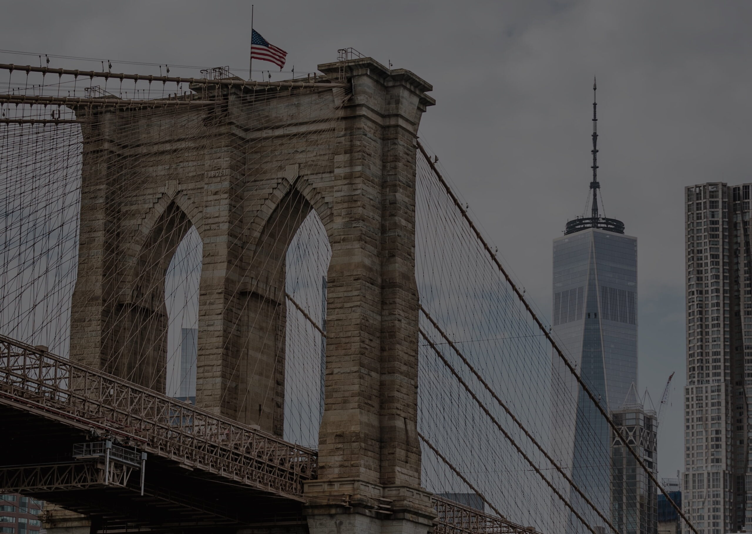 NYC Bridge with Flag